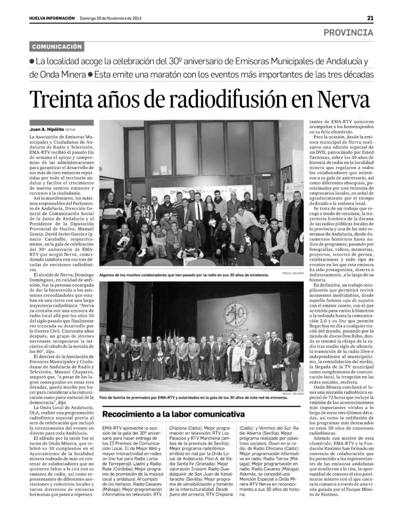 Crónica 30 Aniversario Radio Nerva